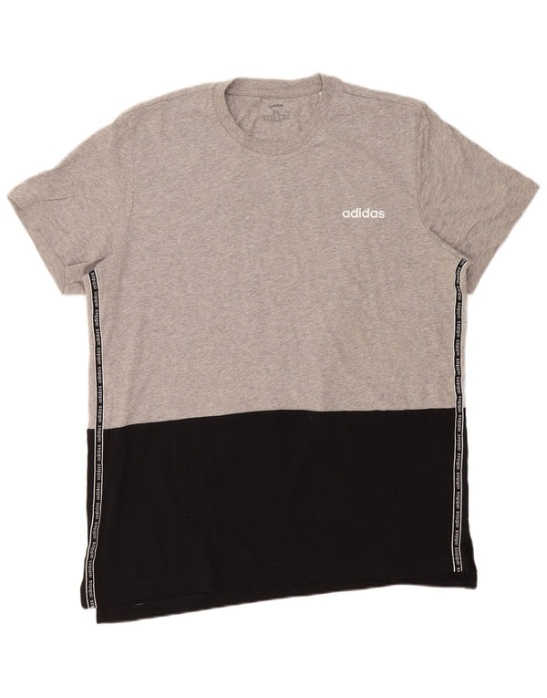 Adidas Mens Graphic T-Shirt Top XL Grey Colourblock Cotton