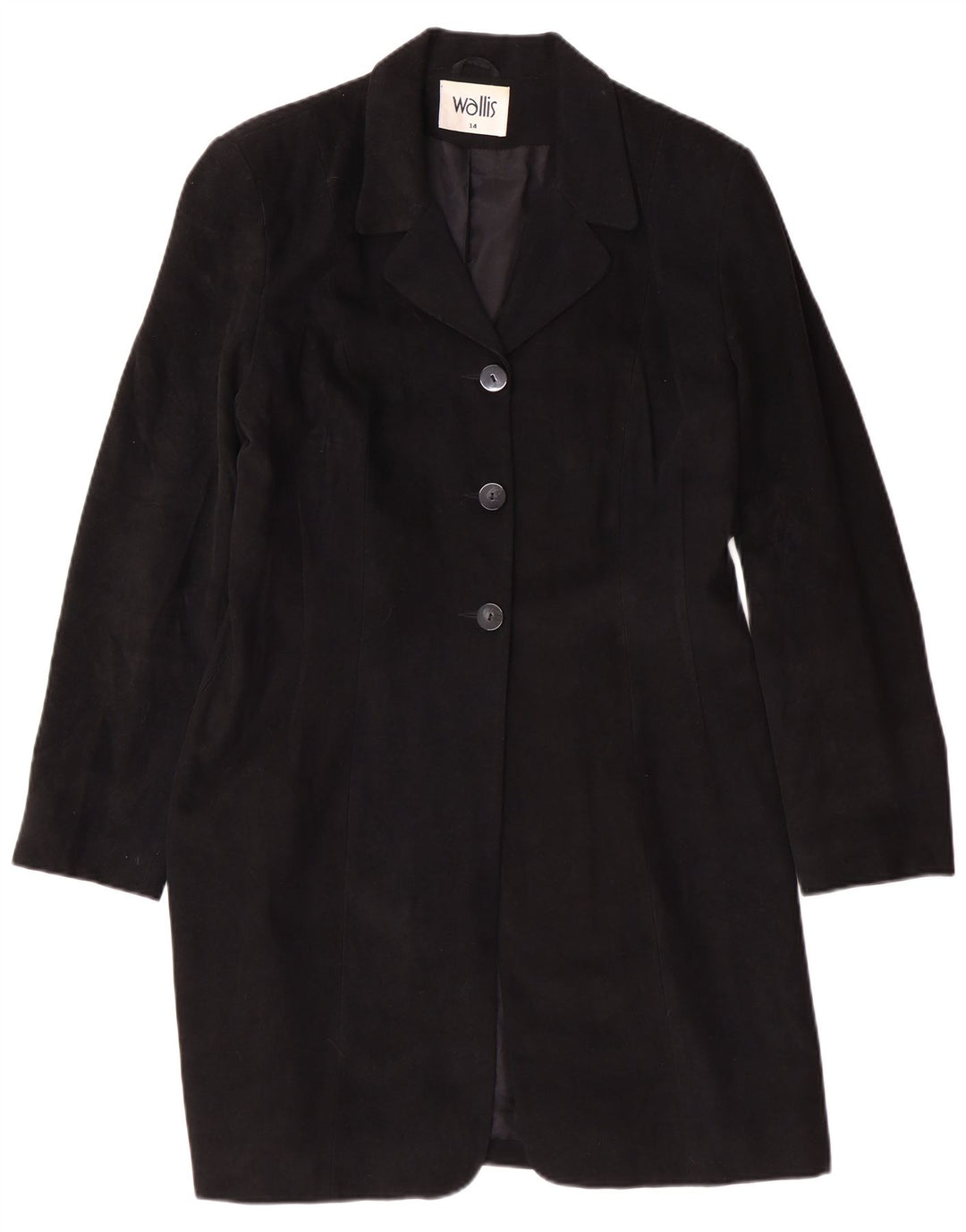 Wallis Womens Longline 3 Button Blazer Jacket UK 14 Large Black Classic