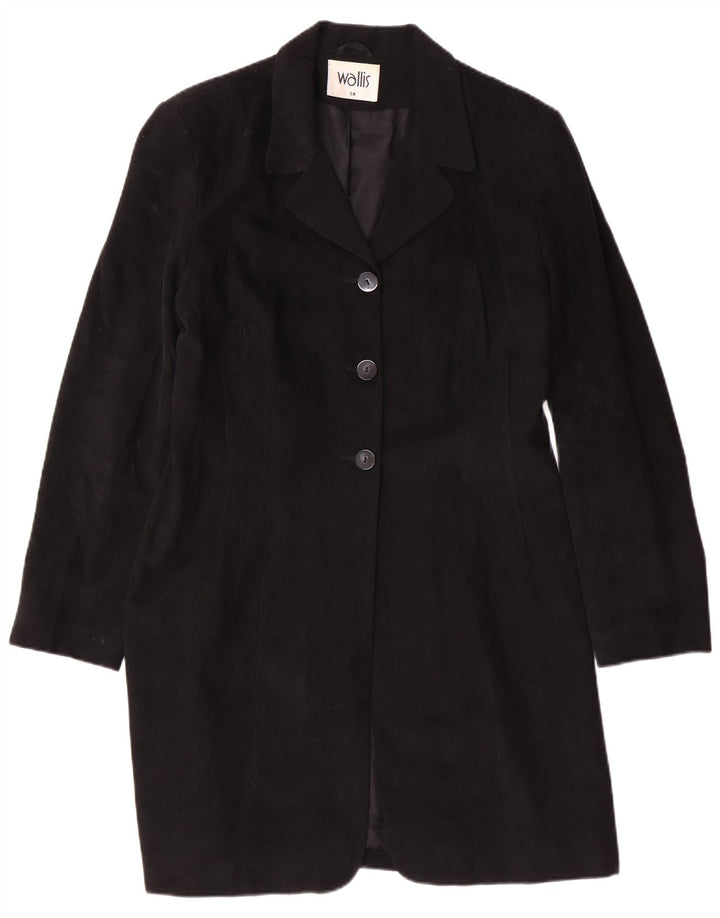Wallis Womens Longline 3 Button Blazer Jacket UK 14 Large Black Classic