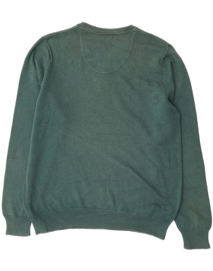 Marks & Spencer Mens Blue Harbour Crew Neck Jumper Sweater Medium Green