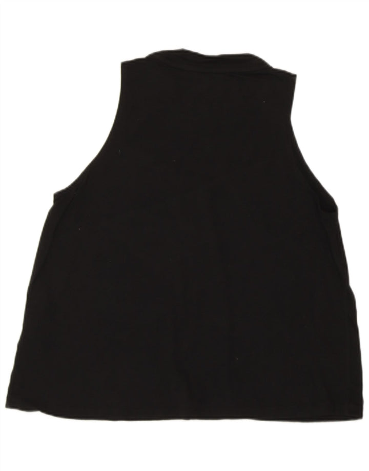 DKNY Womens Graphic Vest Top UK 10 Small Black Cotton
