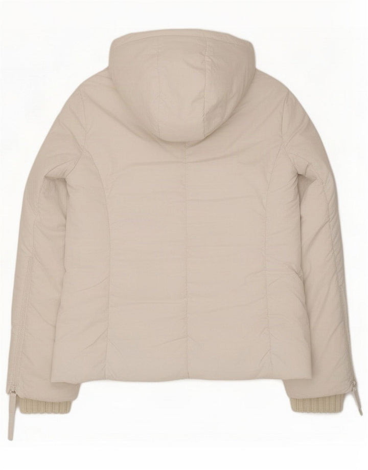 Chaqueta acolchada con capucha Zara Mujer UK 44 Mediana Poliéster blanco