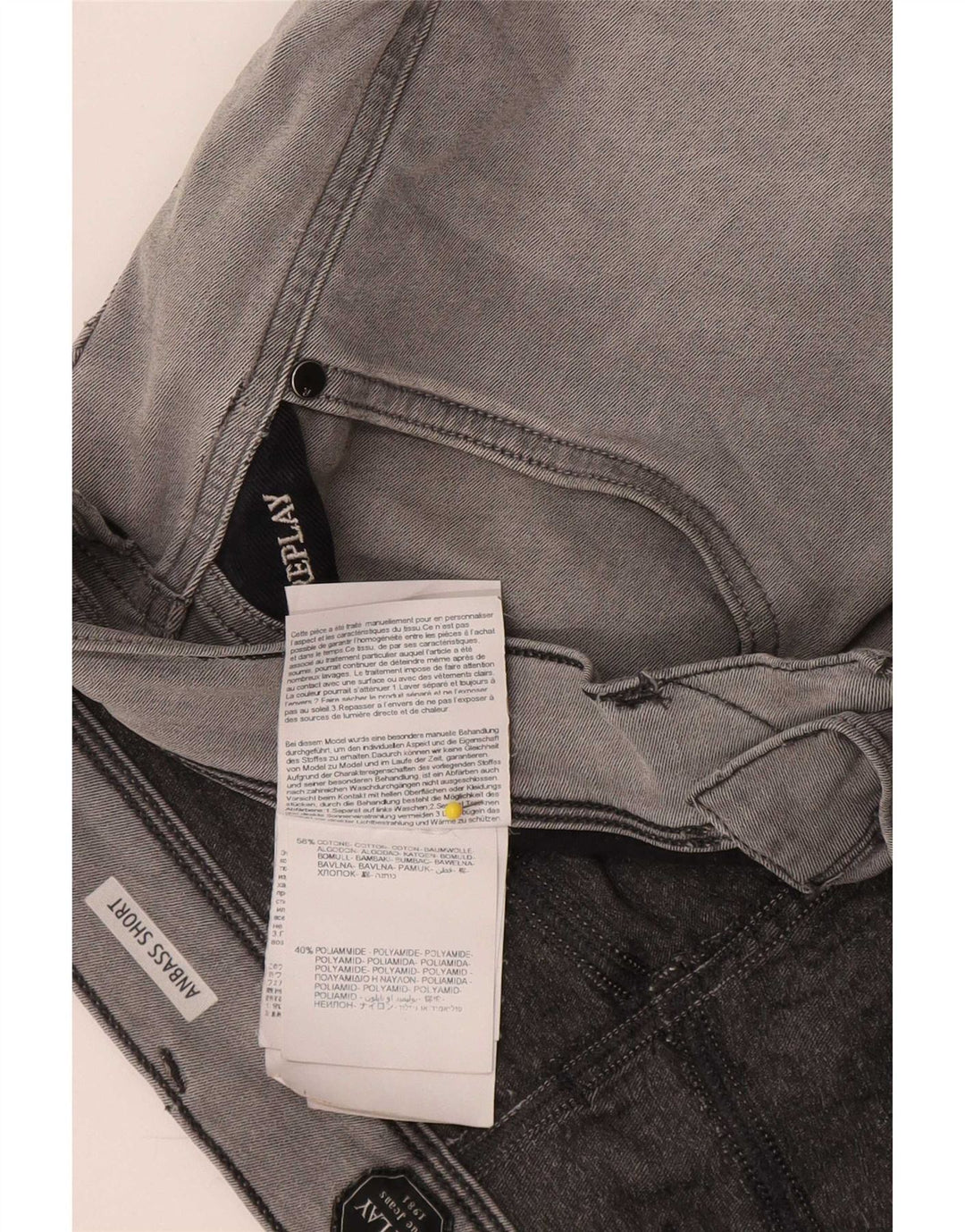 Replay Mens Anbass Denim Shorts W32 Medium Grey Cotton