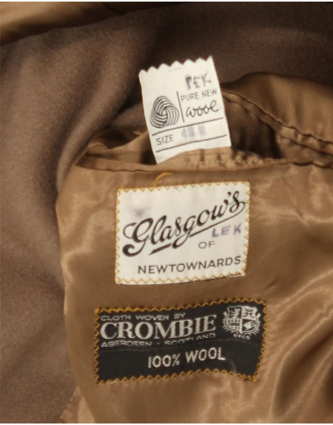 Dack's Mens Military Double Breasted Coat UK 42 XL Brown Virgin Wool