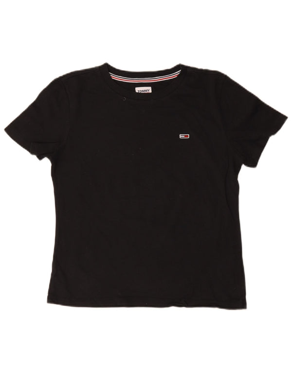 Tommy Hilfiger Damen T-Shirt Top UK 10 Small Schwarz Baumwolle
