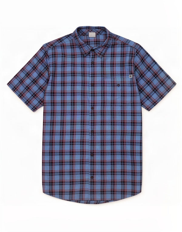 Camicia DC da uomo a maniche corte in cotone a quadri blu grandi