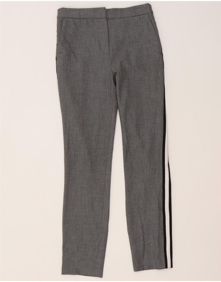 Zara Womens Slim Chino Trousers Small W26 L27 Grey Striped Polyester