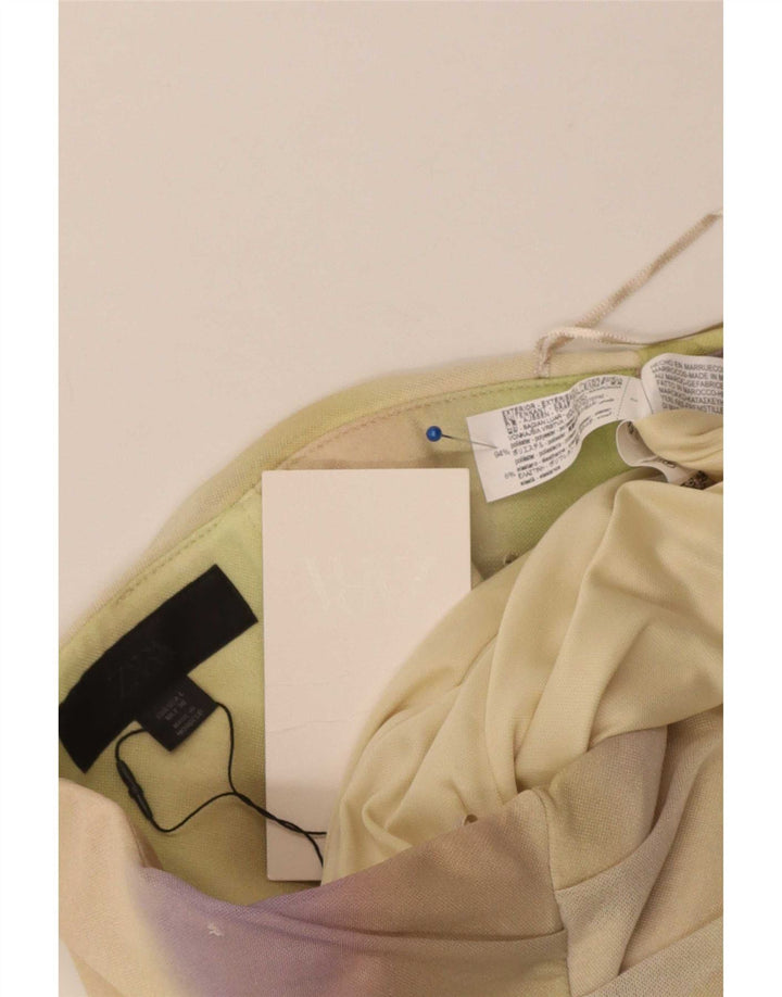 Vestido feminino de renda sem alças Zara Reino Unido 14 grande poliéster multicolorido