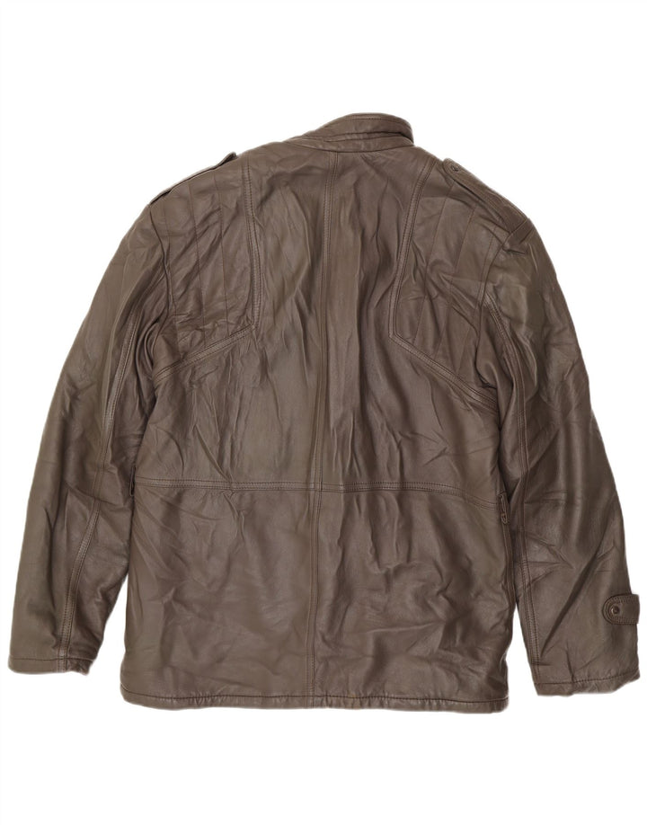 VINTAGE Mens Leather Jacket IT 54 2XL Brown Leather