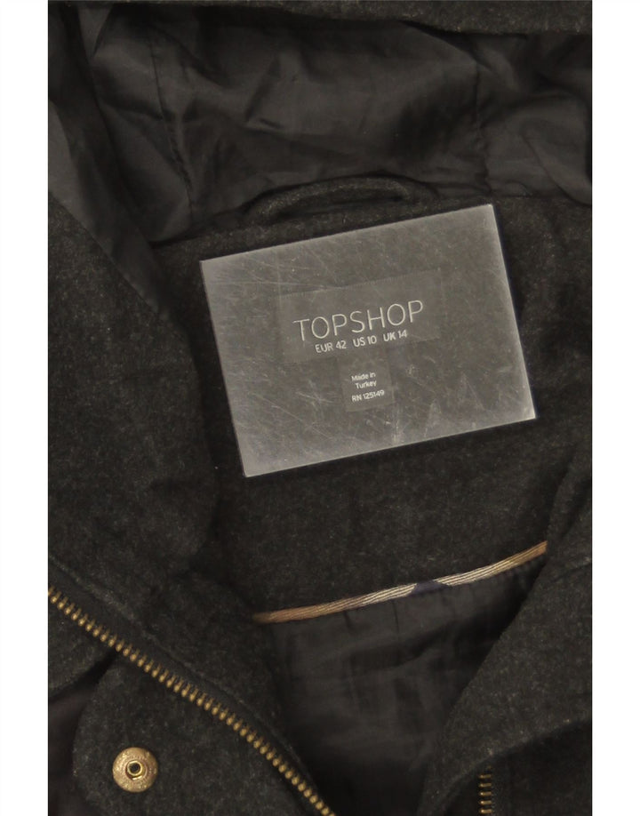 Topshop Damen Steppjacke mit Kapuze, UK 14, Größe L, Schwarz, Polyester