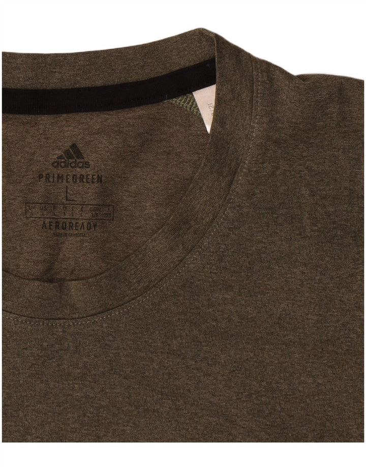 Adidas Mens Aeroready T-Shirt Top Large Khaki Polyester