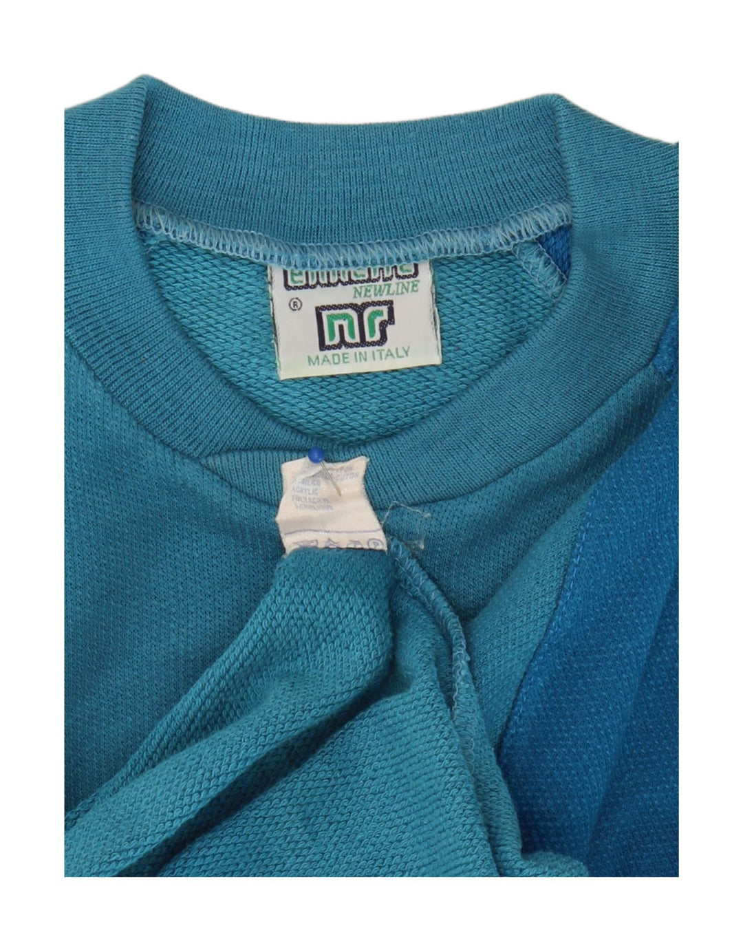 Ennerre Mens Sweatshirt Jumper Large Blue Colourblock Cotton