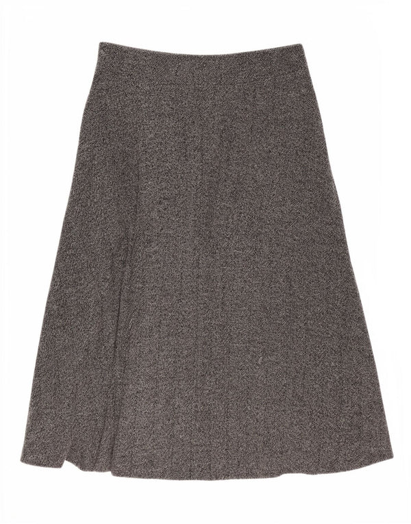 Zara Womens Midi A-Line Skirt Large W32 Grey Herringbone