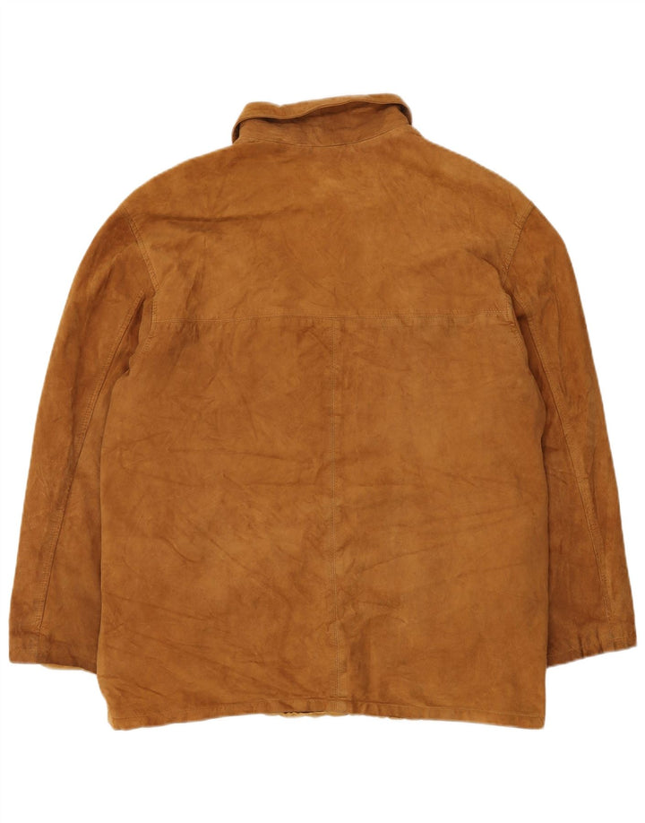 VINTAGE Mens Oversized Suede Jacket IT 48 Medium Brown Leather