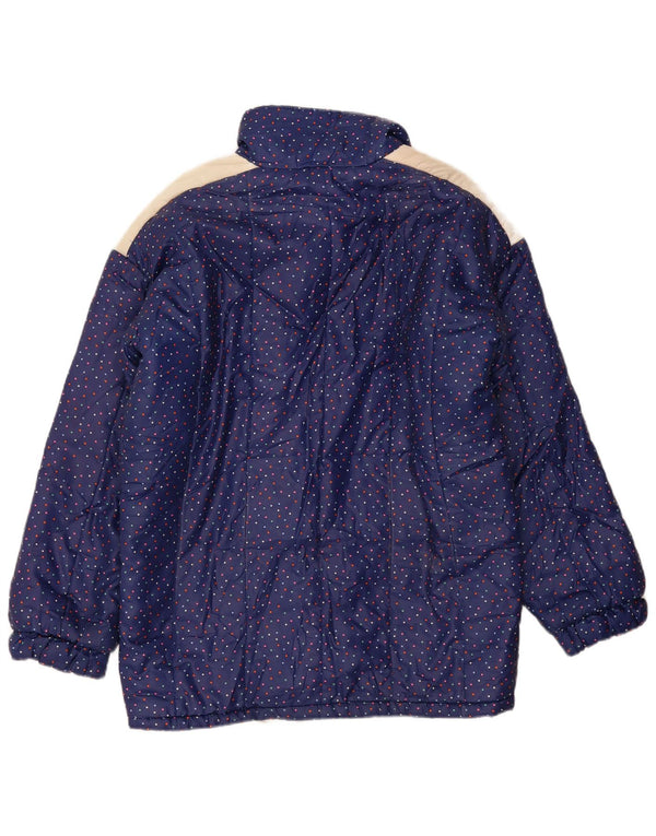 Giacca imbottita vintage da donna IT 48 XL Blu Navy maculato