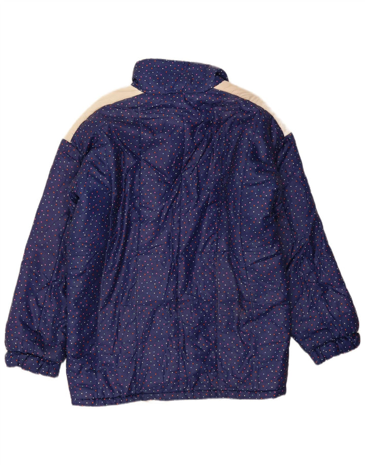 Vintage Damen Wattierte Jacke IT 48 XL Marineblau gefleckt