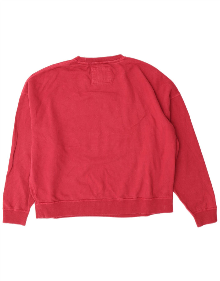 SUPERDRY Womens Oversized Graphic Sweatshirt Jumper UK 12 Medium Burgundy