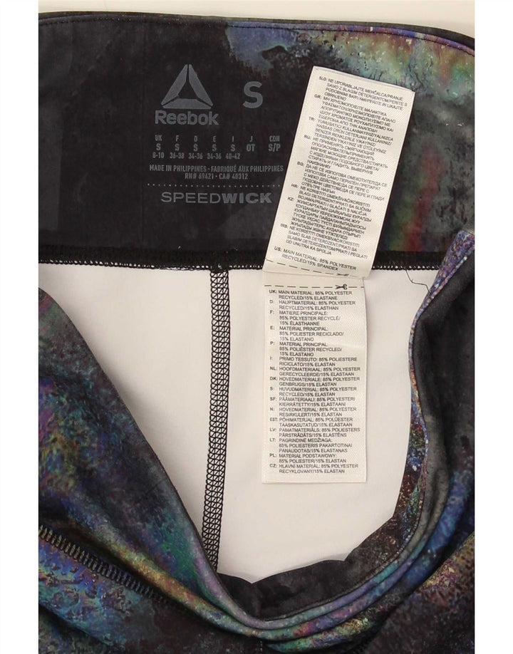 Reebok Womens Abstrakt Mønster Leggings UK 8/10 Small Multicolored Sports