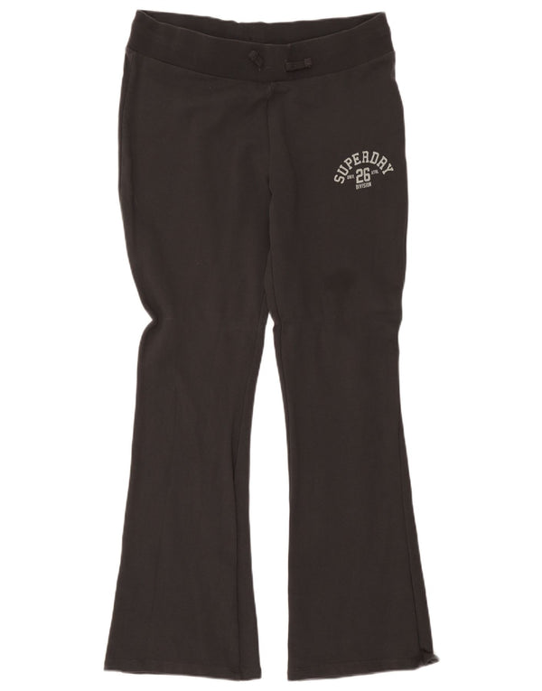 Superdry Pantalon de survêtement évasé graphique pour femme UK 14 Large Gris Coton