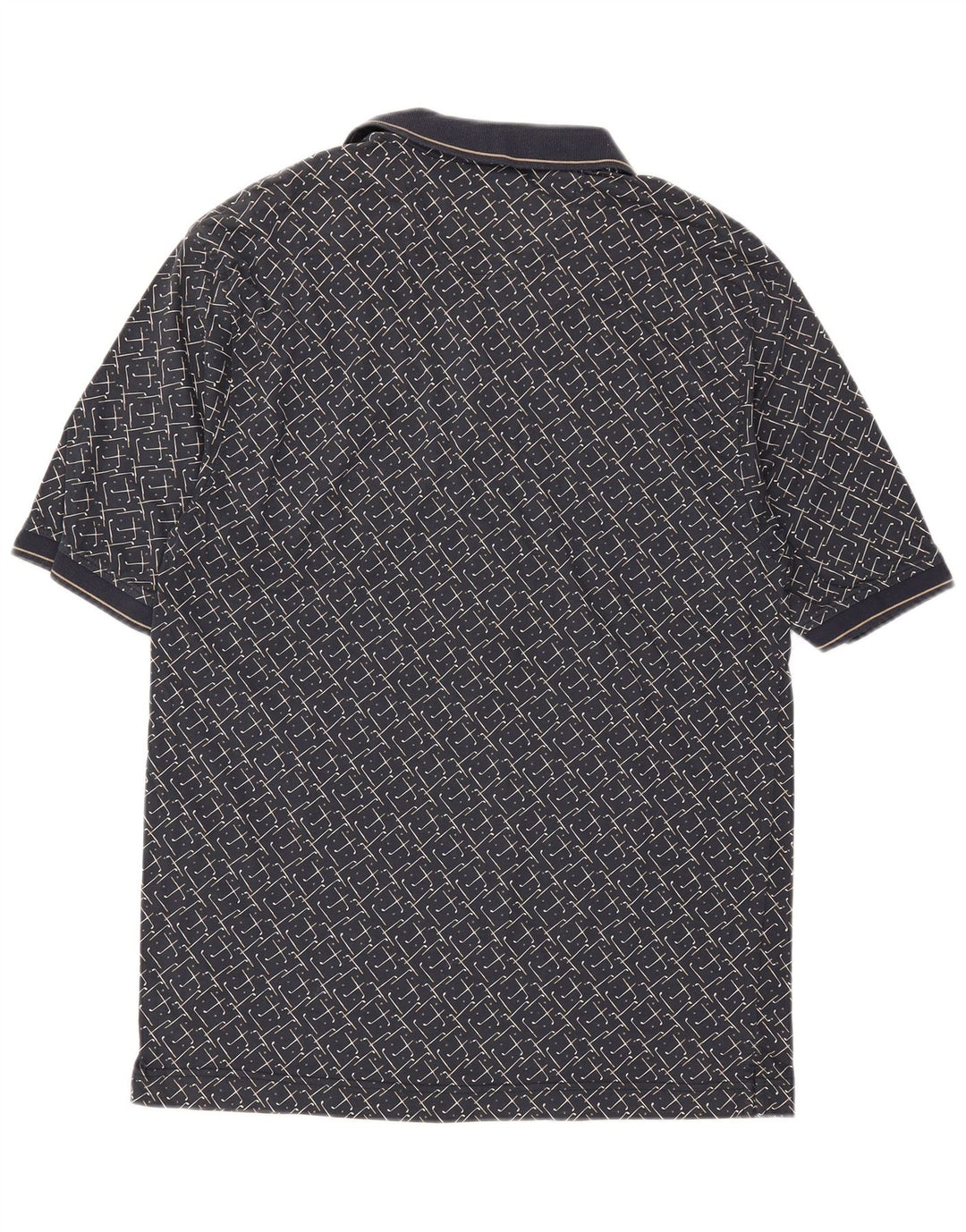 DOCKERS Mens Polo Shirt Large Navy Blue Geometric Cotton