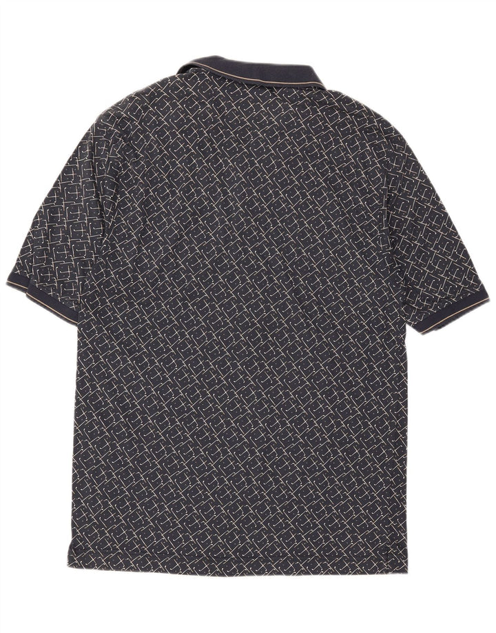 DOCKERS Mens Polo Shirt Large Navy Blue Geometric Cotton