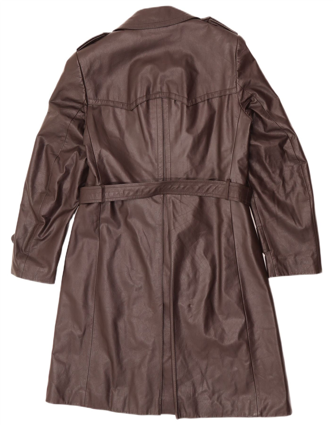 Anfor Mens Double Breasted Leather Coat IT 48 Medium Brown