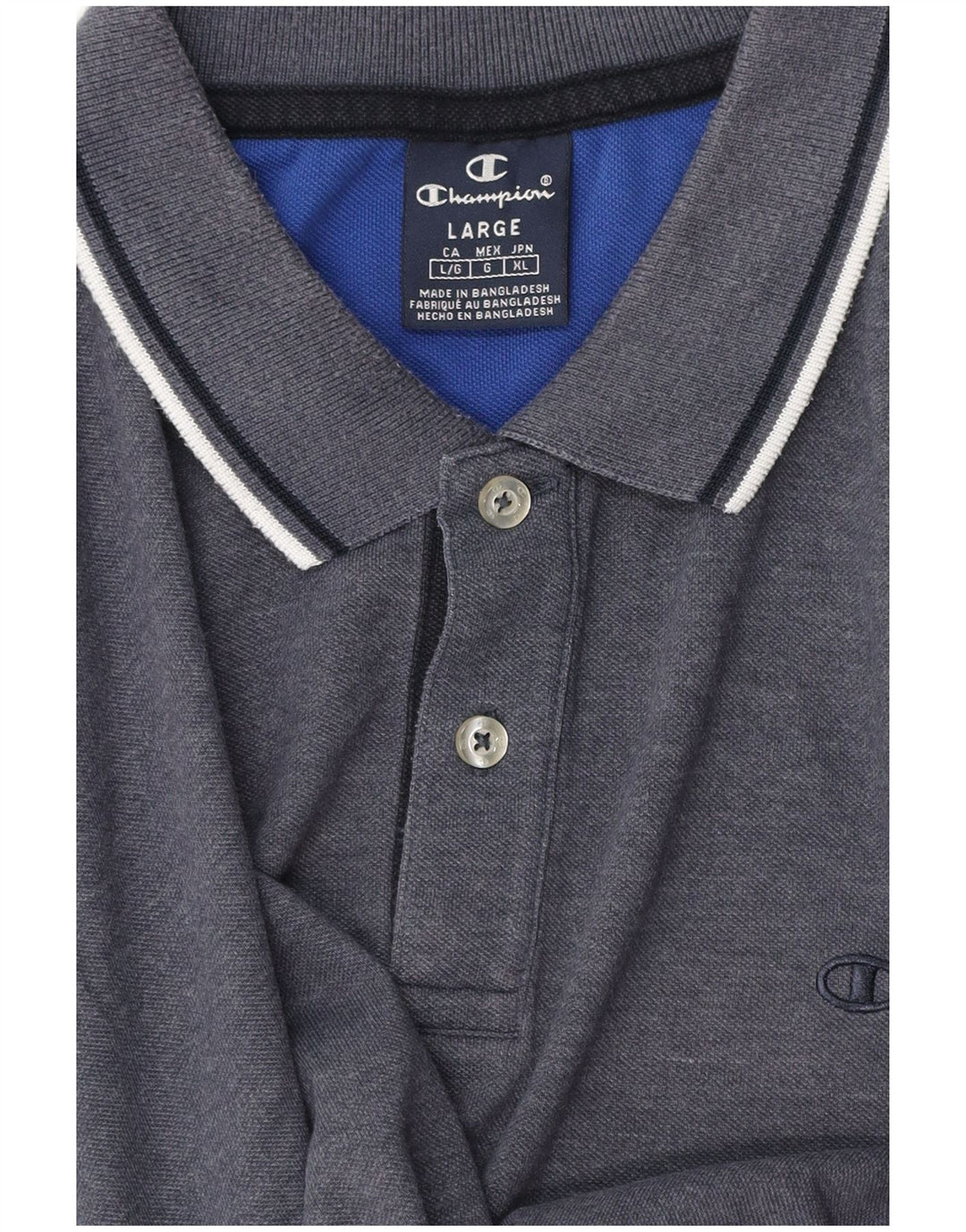 Champion Mens Polo Shirt Large Grey Cotton