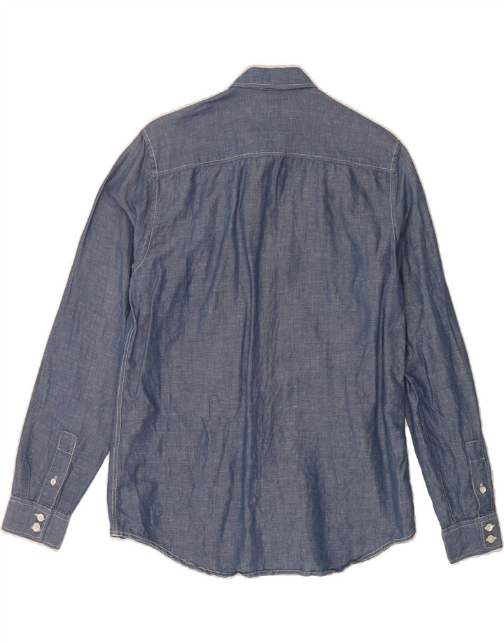 LYLE & SCOTT Mens Shirt Medium Navy Blue Linen Vintage Lyle & Scott and Second-Hand Lyle & Scott from Messina Hembry 