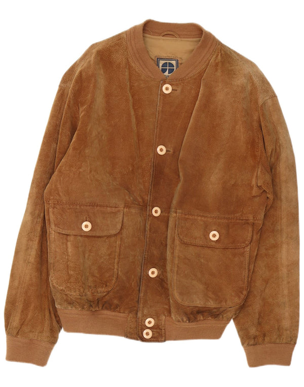 Essebi Mens Suede Bomber Jacket IT 54 2XL Brown Leather