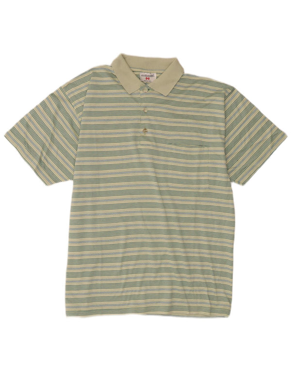 Marronetto Polo Homme Large Vert Rayé Coton