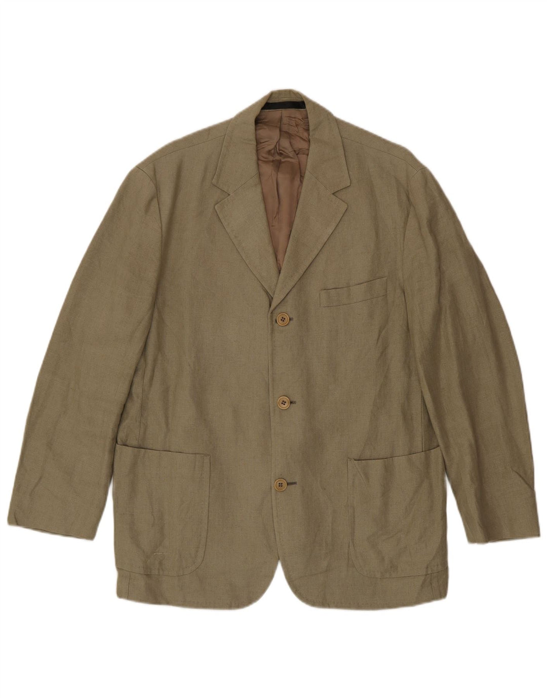 Marks & Spencer Chaqueta tipo blazer de 3 botones para hombre UK 40 Medium Khaki Linen