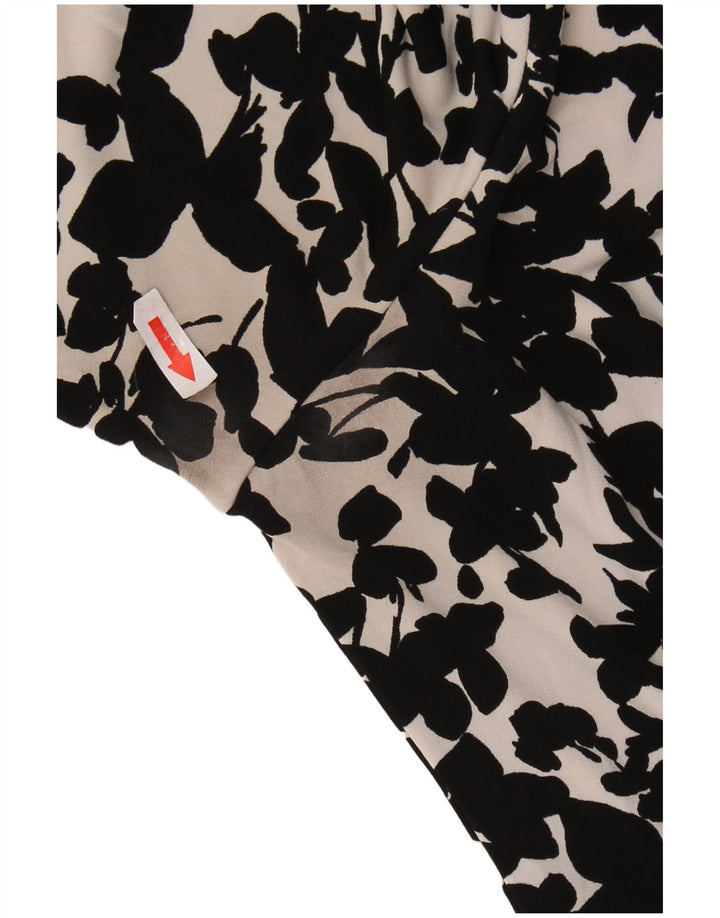 MARKS & SPENCER Camicetta da donna Top UK 16 Grande poliestere floreale nero