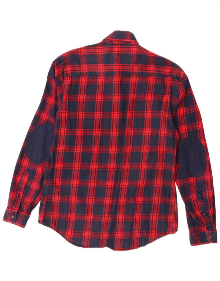 Zara Mens Slim Fit Flannel Shirt Large Red Check Cotton