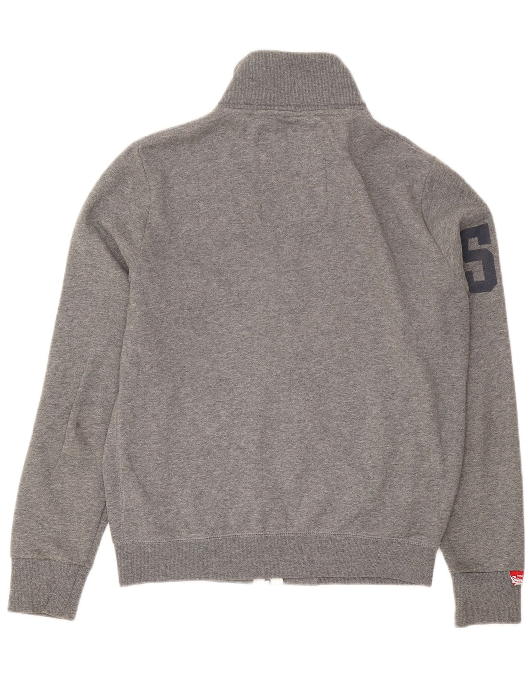 Superdry Mens Graphic Tracksuit Top Jacket Medium Grey Flecked Cotton