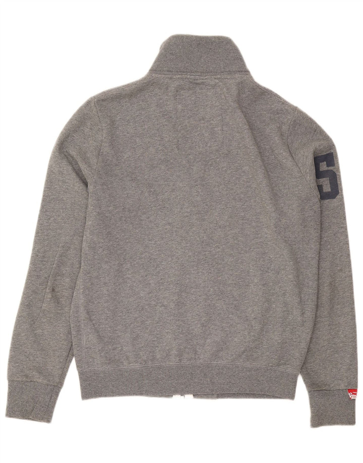 Superdry Mens Graphic Tracksuit Top Jacket Medium Grey Flecked Cotton