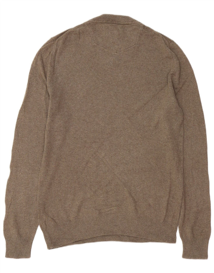 FAT FACE Mens V-Neck Jumper Sweater Medium Grey Cotton