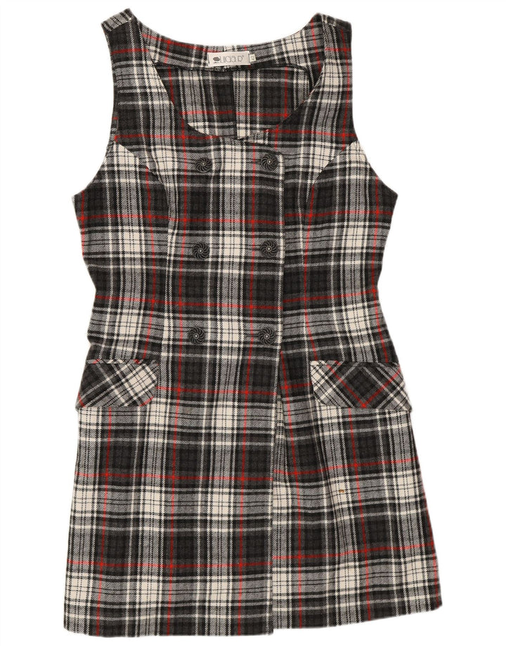 Vintage Womens Regular Fit Pinafore Dress IT 42 Medium Grey Plaid Retro
