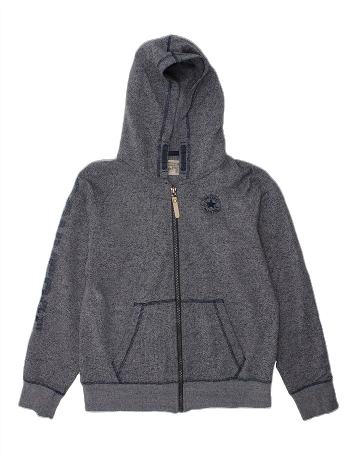 CONVERSE Boys Graphic Zip Hoodie Sweater 10-11 Years Medium Blue Flecked Vintage Converse and Second-Hand Converse from Messina Hembry 