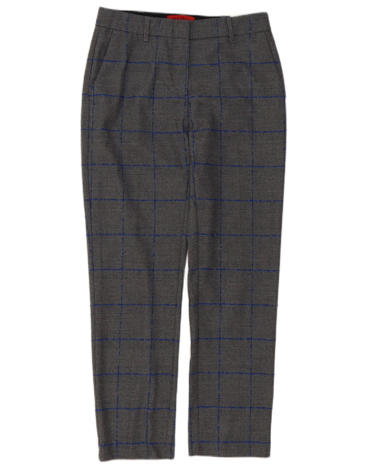 Max & Co. Pantalon Chino Femme UK 8 Small W28 L27 Gris Pied-de-Poule