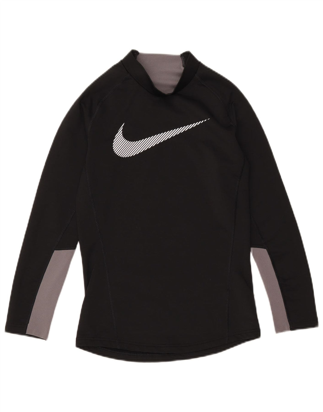 NIKE Boys Dri Fit Graphic Top Long Sleeve 12-13 Years Large Black
