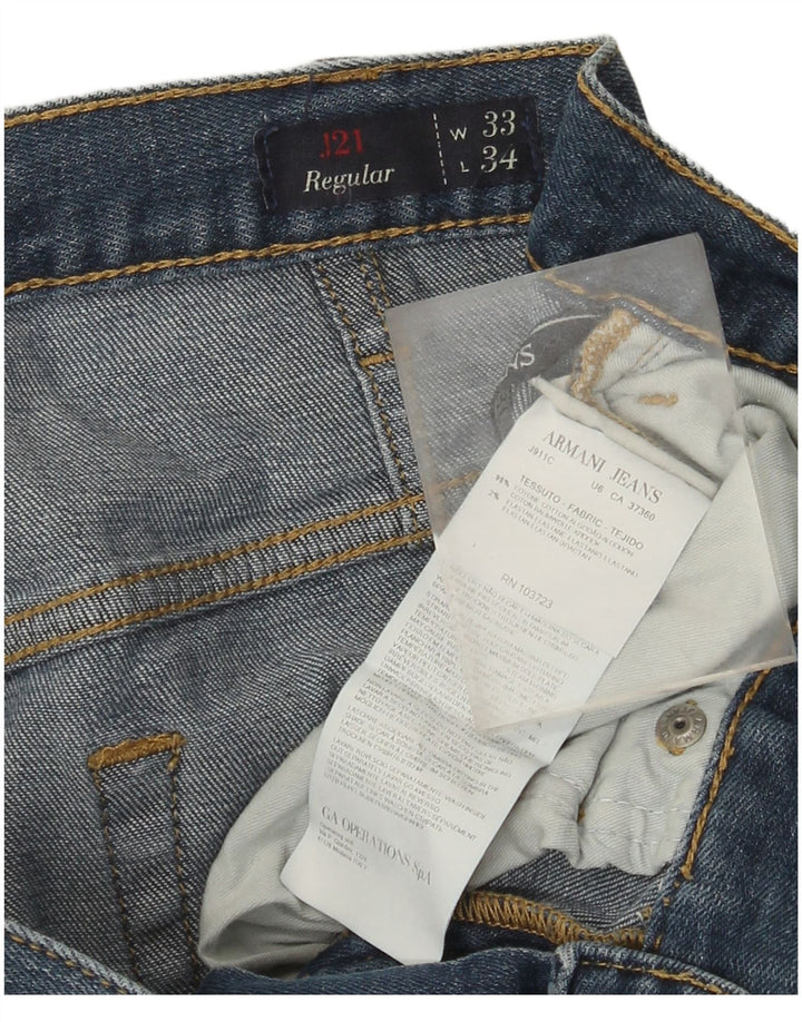 Armani Jeans Jean droit régulier pour homme W33 L30 bleu coton