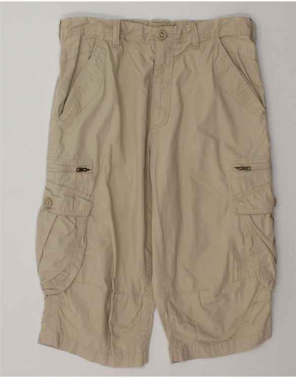 Marks & Spencer Mens Cargo Bermuda Shorts W34 Large Beige Cotton