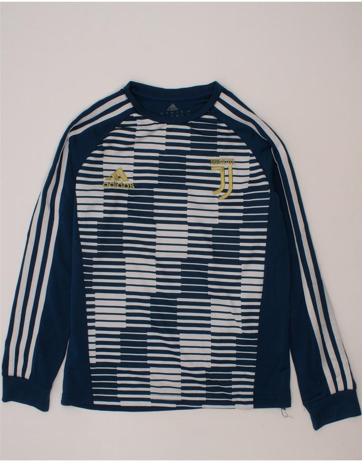ADIDAS Boys Juventus Top Long Sleeve 15-16 Years Blue Geometric Polyester Vintage Adidas and Second-Hand Adidas from Messina Hembry 