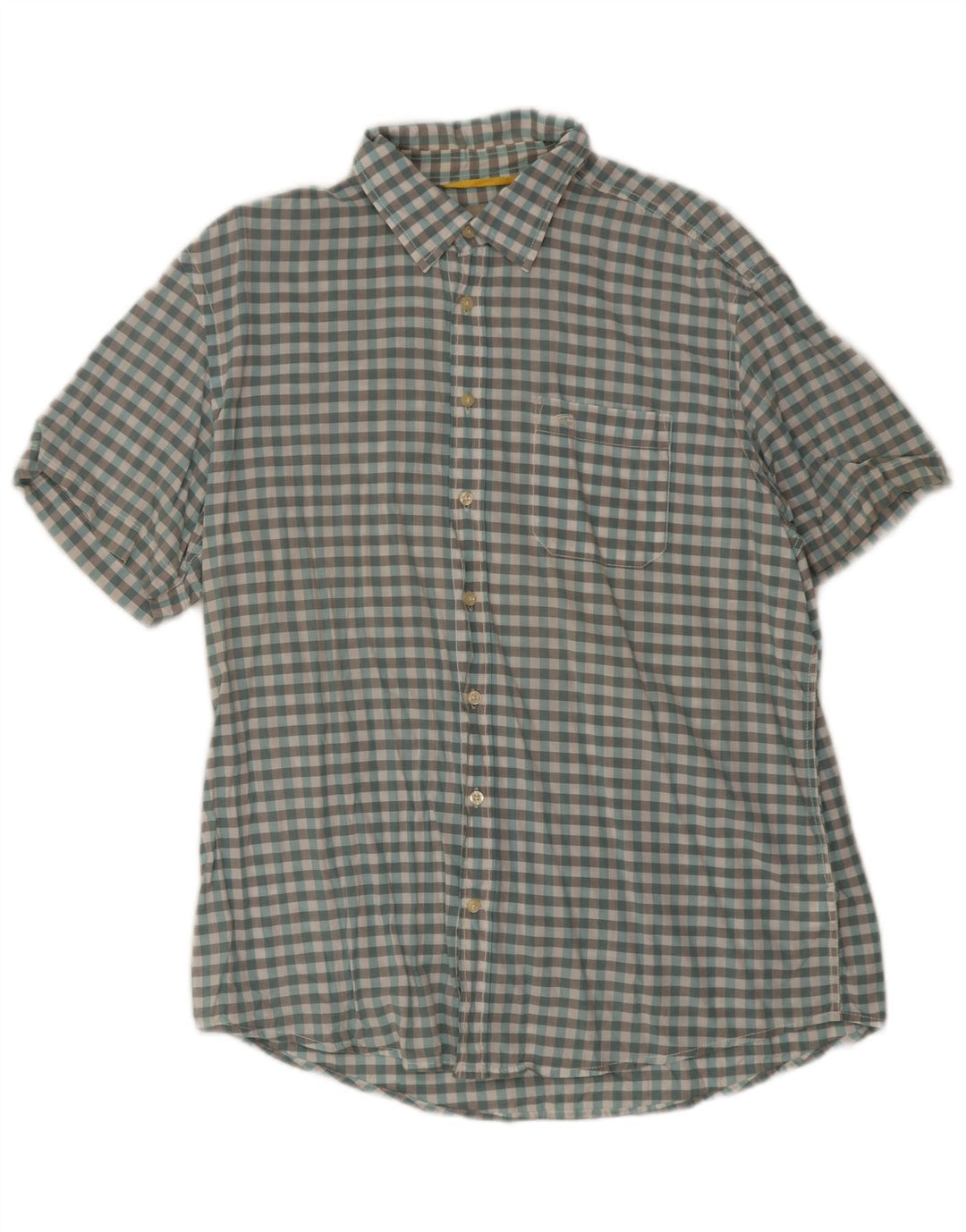 Camel Active Mens Short Sleeve Regular Fit Shirt Large Blue Gingham Cotton