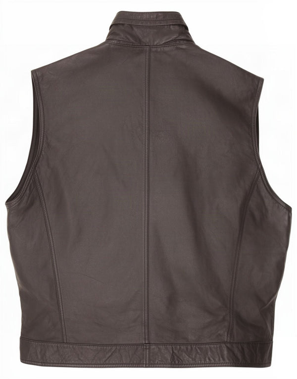 Vintage Mens Leather Gilet UK 42 XL Black