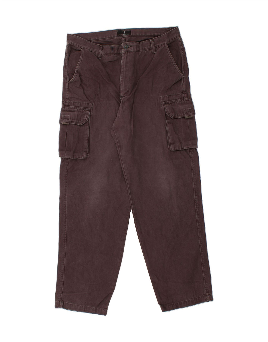 VINTAGE Mens Straight Cargo Trousers W36 L32  Grey Cotton