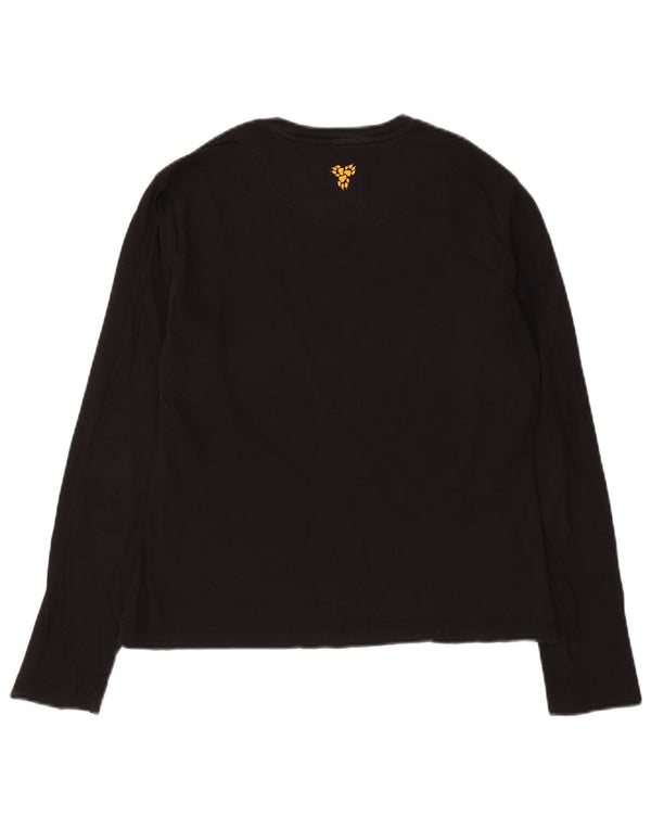Jack Wolfskin Top grafic pentru femei cu mânecă lungă UK 14/16 mare bumbac negru