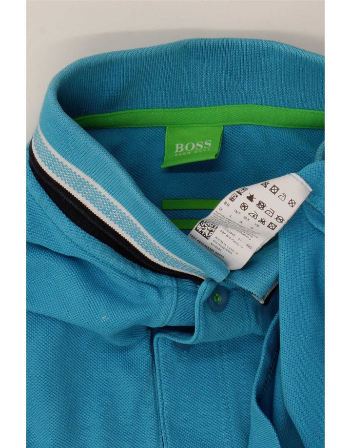 Hugo Boss Mens Polo Shirt Large Blue Cotton