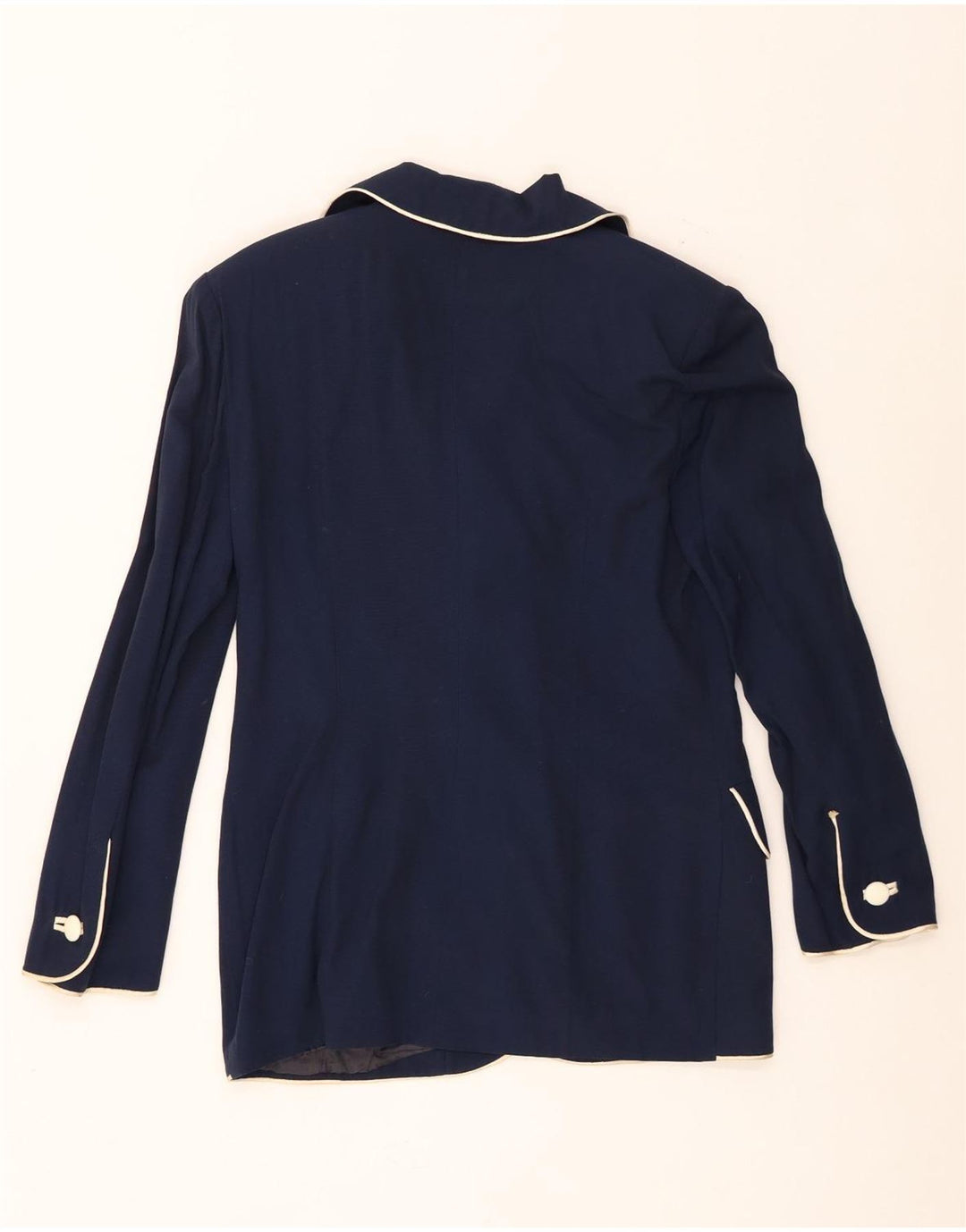 Jaqueta blazer vintage feminina com 4 botões Reino Unido 12 azul marinho médio