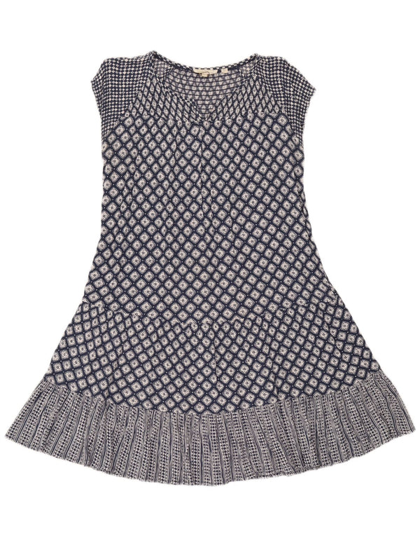 Abito a trapezio da donna Fat Face UK 10 Piccolo in viscosa geometrica blu navy